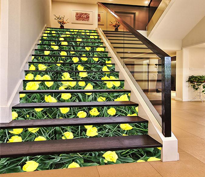 3D Grass Yellow Flowers 1475 Stair Risers Wallpaper AJ Wallpaper 