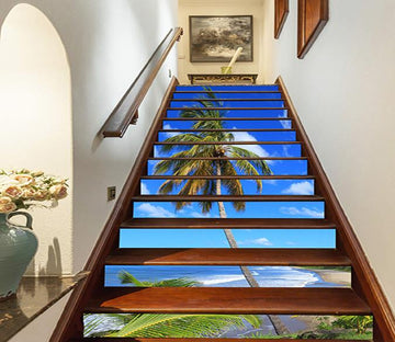 3D Seaside Coconut Trees 782 Stair Risers Wallpaper AJ Wallpaper 