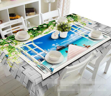 3D Window Sea Scenery 959 Tablecloths Wallpaper AJ Wallpaper 