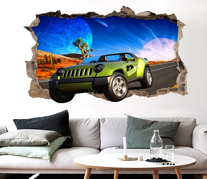 3D Highway Sports Car 168 Broken Wall Murals Wallpaper AJ Wallpaper 