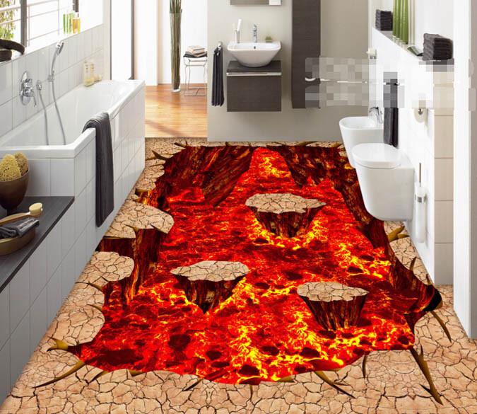 3D Fiery Magma Floor Mural Wallpaper AJ Wallpaper 2 
