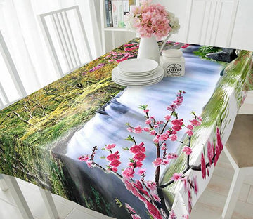 3D Forest Waterfall Flowers 259 Tablecloths Wallpaper AJ Wallpaper 