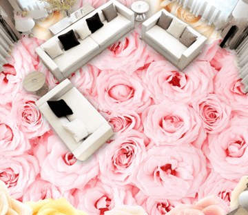 3D Romantic Pink Rose Floor Mural Wallpaper AJ Wallpaper 2 