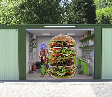 3D Clown Hamburger 415 Garage Door Mural Wallpaper AJ Wallpaper 