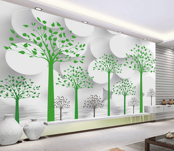 Green Trees Patterns Wallpaper AJ Wallpaper 