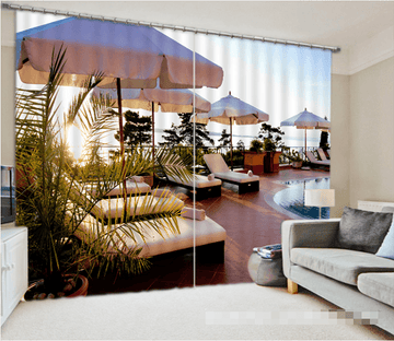 3D Seaside Balcony Recliner 1208 Curtains Drapes Wallpaper AJ Wallpaper 