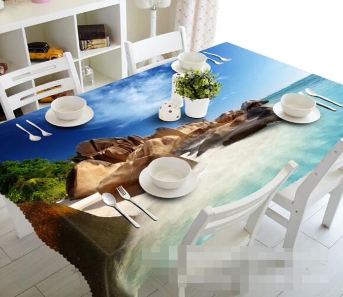 3D Beach Stones 1159 Tablecloths Wallpaper AJ Wallpaper 