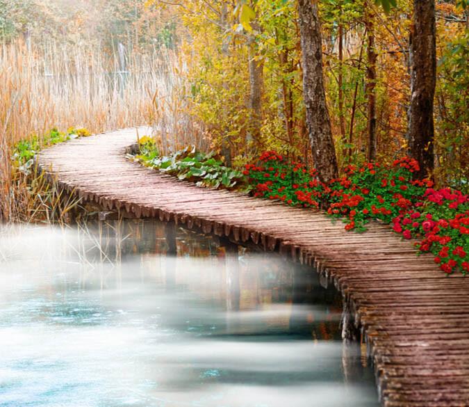 3D Forest Wood Bridge Floor Mural Wallpaper AJ Wallpaper 2 