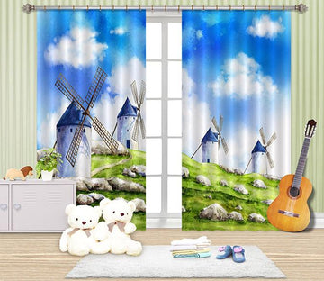3D Windmills 2438 Curtains Drapes Wallpaper AJ Wallpaper 