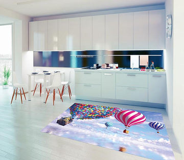 3D Sea Balloon House 610 Kitchen Mat Floor Mural Wallpaper AJ Wallpaper 