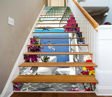 3D Seaside Town Scenery 1158 Stair Risers Wallpaper AJ Wallpaper 