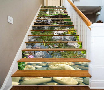 3D Grassland Clear River 1482 Stair Risers Wallpaper AJ Wallpaper 