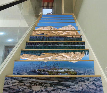 3D Mountain Forest Lake 862 Stair Risers Wallpaper AJ Wallpaper 