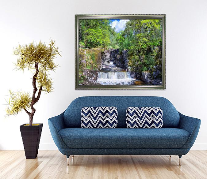 3D Stream Forest 023 Fake Framed Print Painting Wallpaper AJ Creativity Home 
