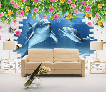 Dolphins And Flowers Wallpaper AJ Wallpaper 