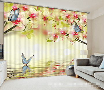3D Water Flowers And Butterflies 1343 Curtains Drapes Wallpaper AJ Wallpaper 