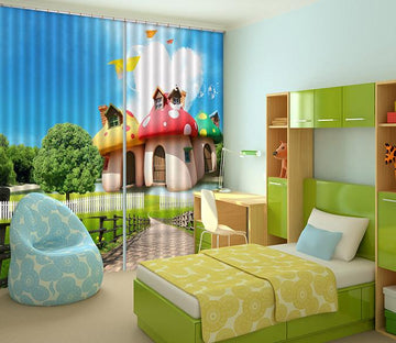 3D Mushroom Houses Paper Planes 286 Curtains Drapes Wallpaper AJ Wallpaper 