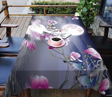 3D Lake Bright Moon Flowers 148 Tablecloths Wallpaper AJ Wallpaper 
