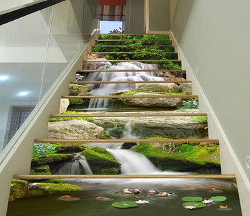 3D Creek Mandarin Ducks 410 Stair Risers Wallpaper AJ Wallpaper 
