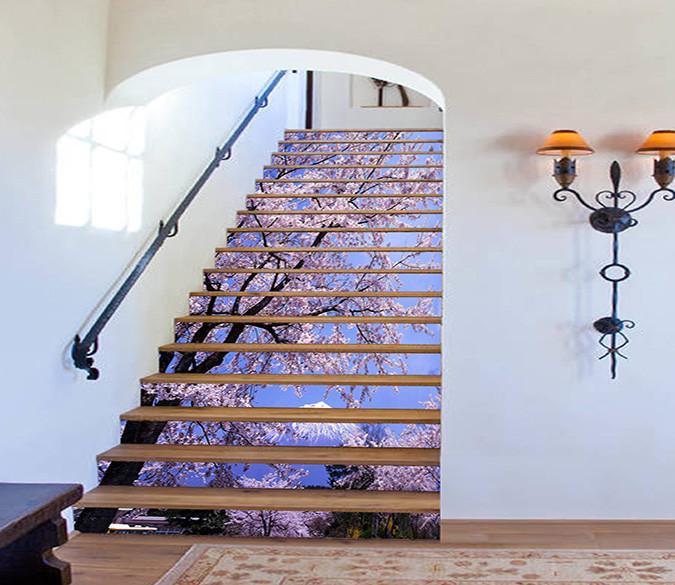 3D Mount Fuji Flowers 1598 Stair Risers Wallpaper AJ Wallpaper 