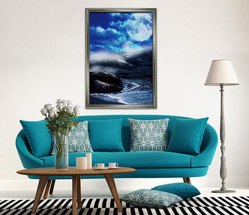 3D Moon Lake 147 Fake Framed Print Painting Wallpaper AJ Creativity Home 