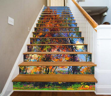 3D Trees Oil Painting 783 Stair Risers Wallpaper AJ Wallpaper 