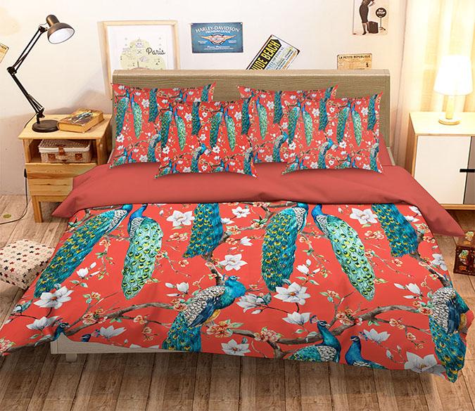 3D Flowers Trees Peacocks 182 Bed Pillowcases Quilt Wallpaper AJ Wallpaper 