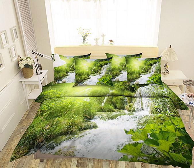 3D Green River 4 Bed Pillowcases Quilt Wallpaper AJ Wallpaper 