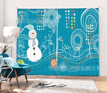 3D Snowman Pattern 2083 Curtains Drapes Wallpaper AJ Wallpaper 