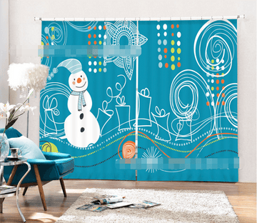 3D Snowman Pattern 2083 Curtains Drapes Wallpaper AJ Wallpaper 