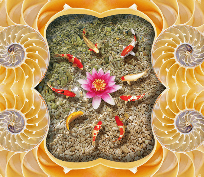 3D Lotus And Pattern Floor Mural Wallpaper AJ Wallpaper 2 