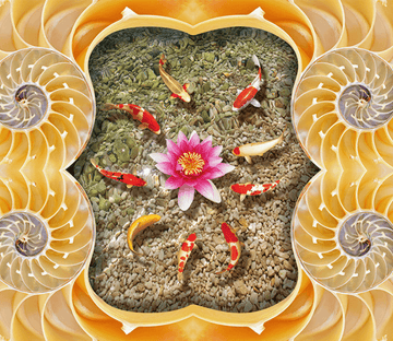 3D Lotus And Pattern Floor Mural Wallpaper AJ Wallpaper 2 