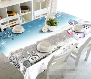 3D House Snowman 1499 Tablecloths Wallpaper AJ Wallpaper 