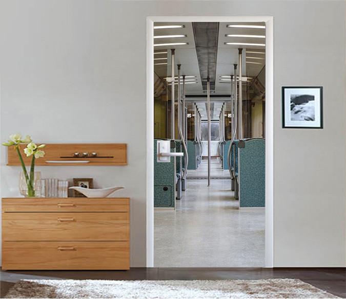 3D Subway Compartment 56 Door Mural Wallpaper AJ Wallpaper 