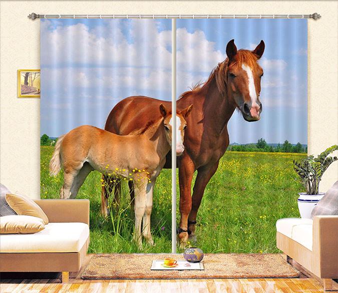 3D Lawn Horses 56 Curtains Drapes Wallpaper AJ Wallpaper 