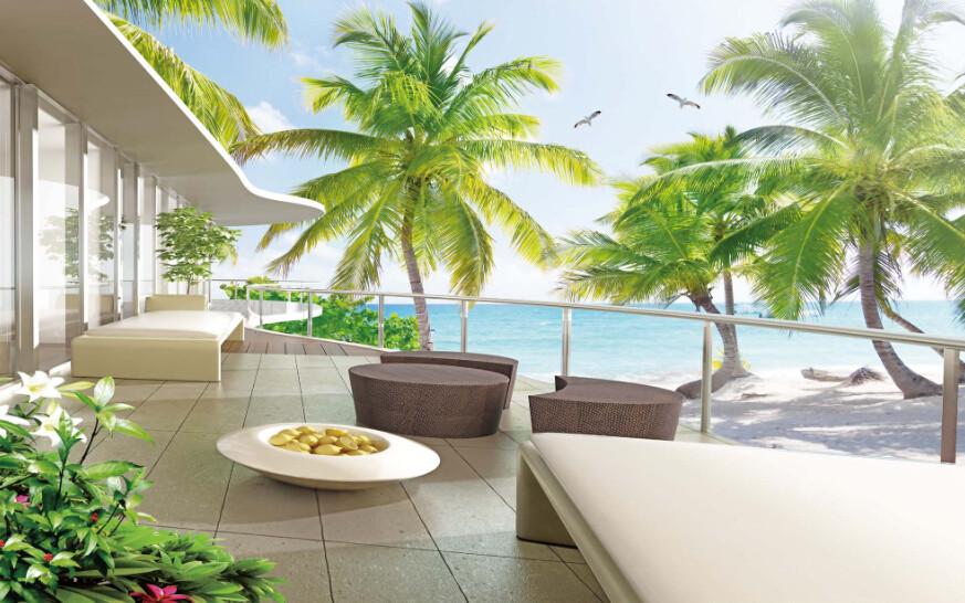 3D Coconut Tree Beach Wallpaper AJ Wallpaper 1 