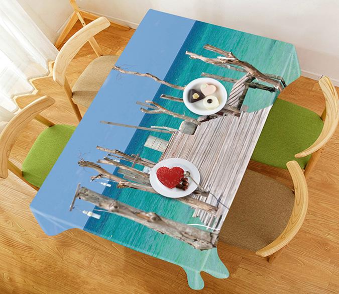 3D Sea Wood Bridge 842 Tablecloths Wallpaper AJ Wallpaper 