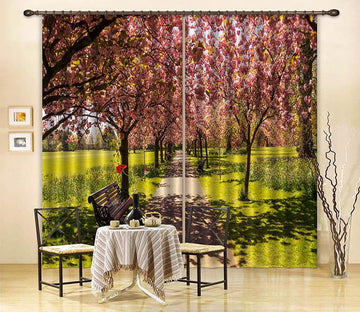 3D Flowers Trees Benches 364 Curtains Drapes Wallpaper AJ Wallpaper 