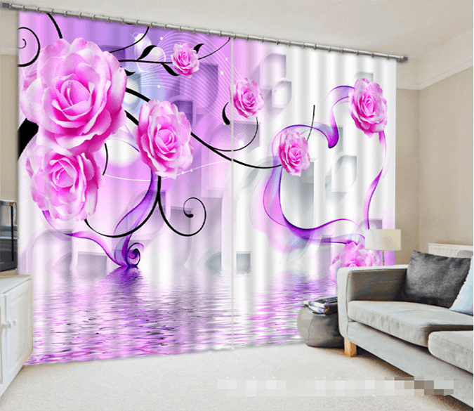 3D Dancing Flowers 1295 Curtains Drapes Wallpaper AJ Wallpaper 