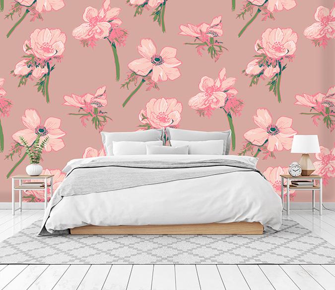3D Scattered Flower Pattern 030 Wallpaper AJ Wallpaper 