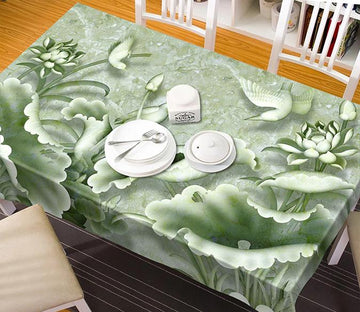3D Lotus Flowers Birds Carvings 168 Tablecloths Wallpaper AJ Wallpaper 