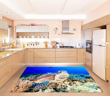 3D Seabed Turtle Kitchen Mat Floor Mural Wallpaper AJ Wallpaper 