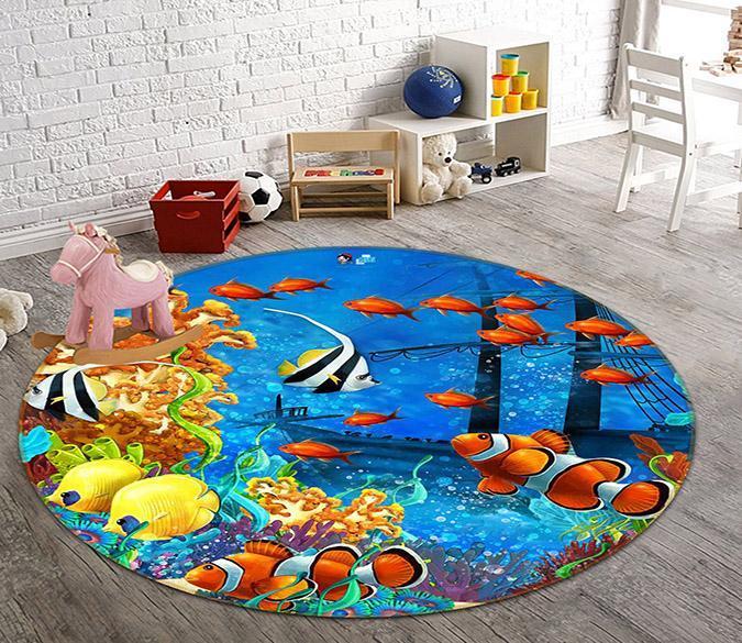3D Magic Sea Floor 40 Round Non Slip Rug Mat Mat AJ Creativity Home 
