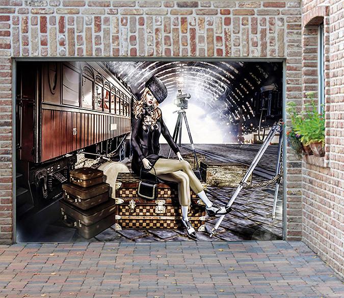 3D Railway Fashion Girl 77 Garage Door Mural Wallpaper AJ Wallpaper 