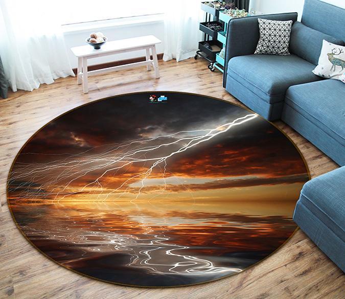 3D Sea Sunset Lightning 118 Round Non Slip Rug Mat Mat AJ Creativity Home 