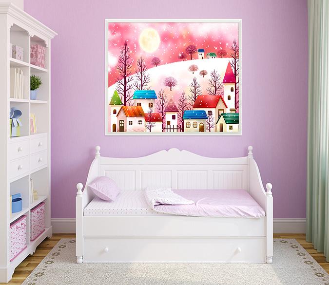 3D Moon Snowflake 008 Fake Framed Print Painting Wallpaper AJ Creativity Home 