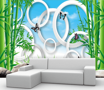 Green Bamboos And Circles Wallpaper AJ Wallpaper 