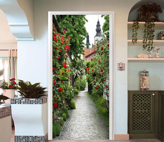 3D Roadside Flowers 85 Door Mural Wallpaper AJ Wallpaper 