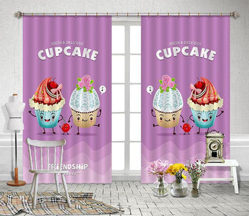 3D Cup Cakes Pattern 2407 Curtains Drapes Wallpaper AJ Wallpaper 