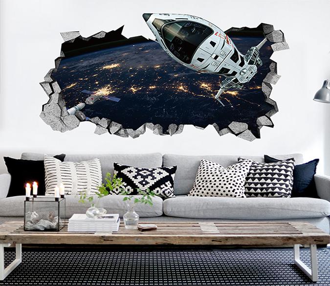3D Spacecraft 138 Broken Wall Murals Wallpaper AJ Wallpaper 